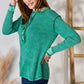 Gracie Zenana Washed Half Button Exposed Seam Waffle Top