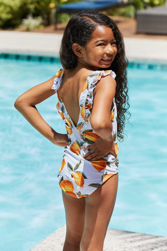 Marina West Swim Float On Ruffled One-Piece in Citrus Orange **** Final Sale