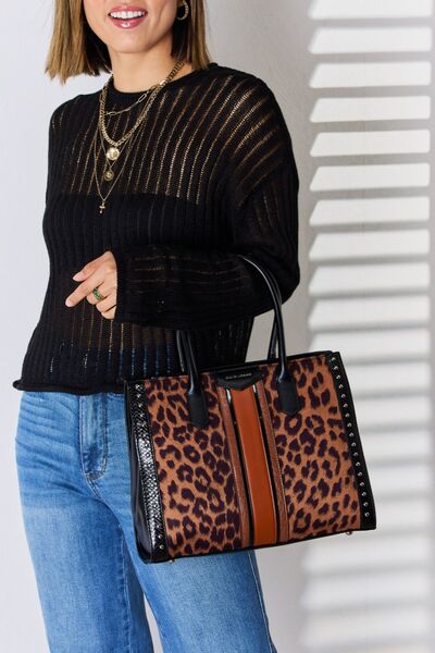 Wild David Jones Leopard Contrast Rivet Handbag