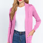 Wendy ACTIVE BASIC Ribbed Trim Open Front Cardigan