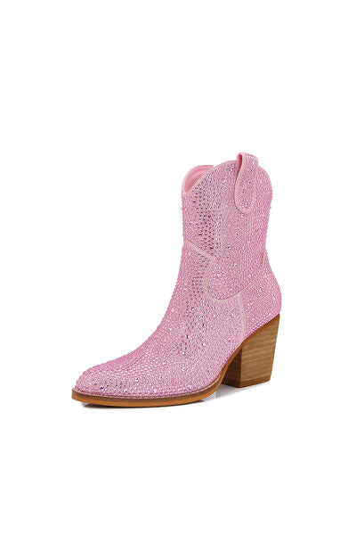 Pink Melody Rhinestone Ankle Booties
