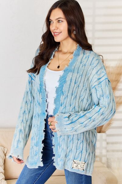 Frozen POL Cable-Knit Open Front Sweater Cardigan
