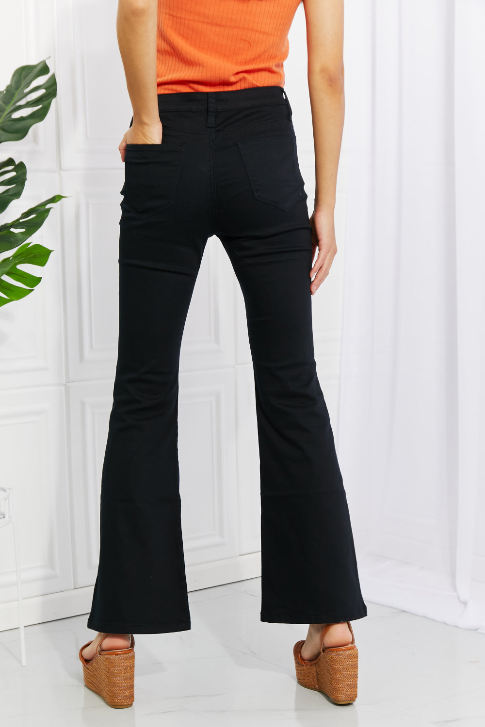 Clementine High-Rise Bootcut Pants in Black