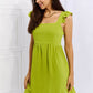 Culture Code Sunny Days Full Size Empire Line Ruffle Sleeve Dress in Lime