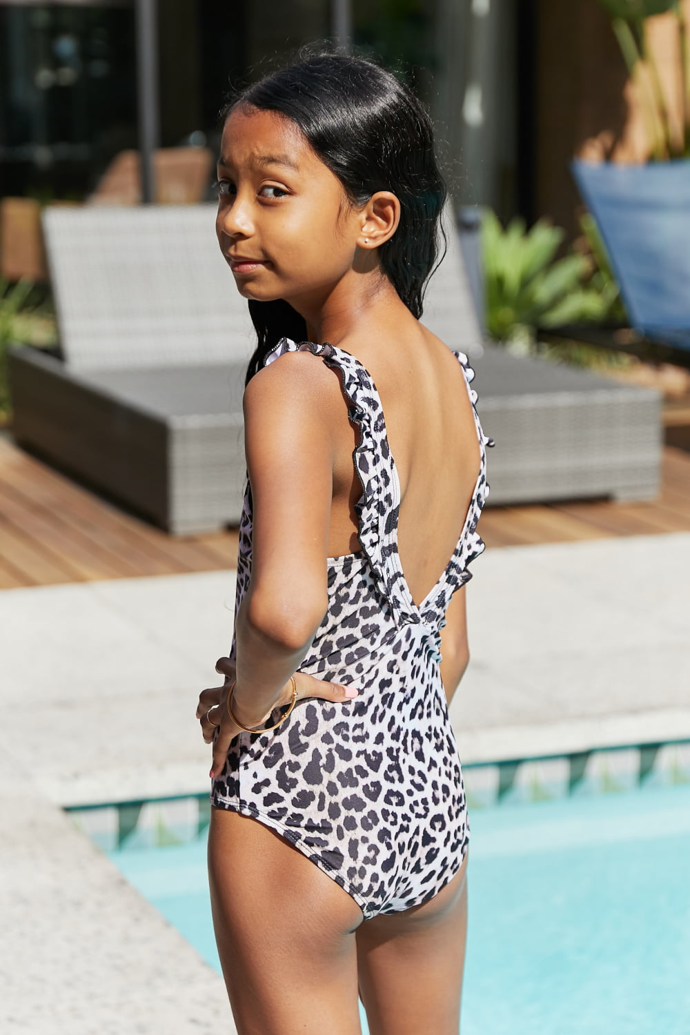 Marina West Swim Float On Ruffled One-Piece in Cat **** Final Sale