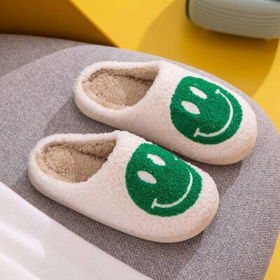 Green Melody Smiley Face Slippers