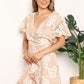 Double Take Floral Lace Pompom Detail Tie-Waist Flutter Sleeve Dress